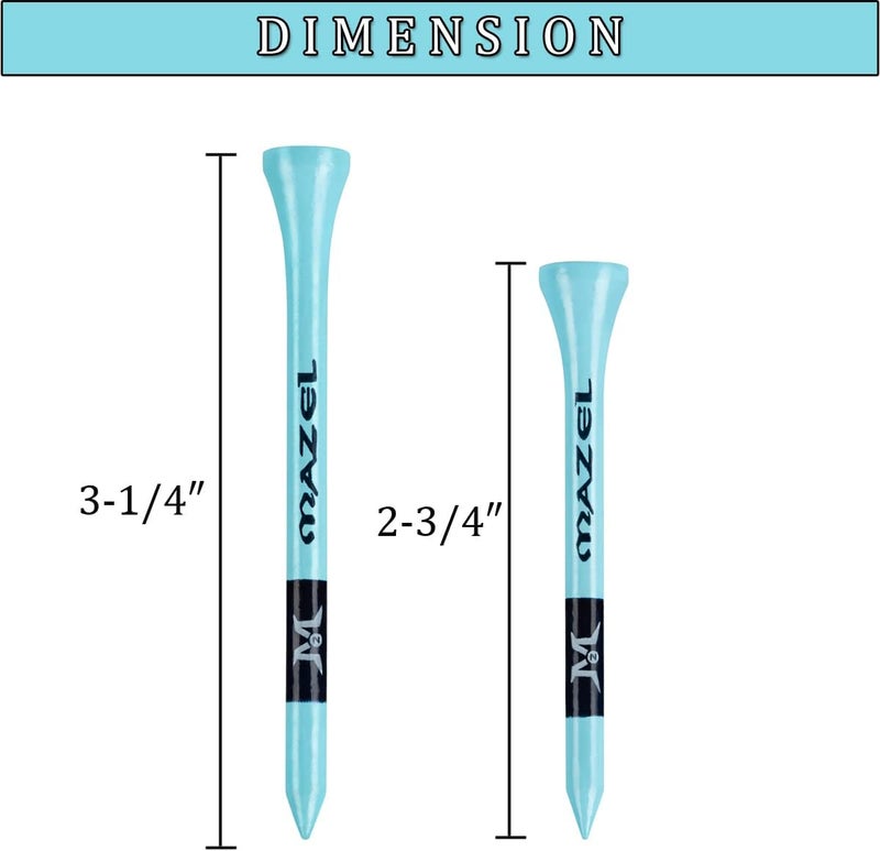 MAZEL Natural Wood/Bamboo Golf Tees 2 3/4 Inch & 3 1/4 Inch,Pack 50 or 120,Reduce Friction & Side Spin,More Stable Golf Tees - Image 3